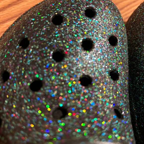 Crocs Starry Skies Glitter Classic Lined Clog Fuzzy Slippers - Womens 7, Men 5 - Picture 4 of 4